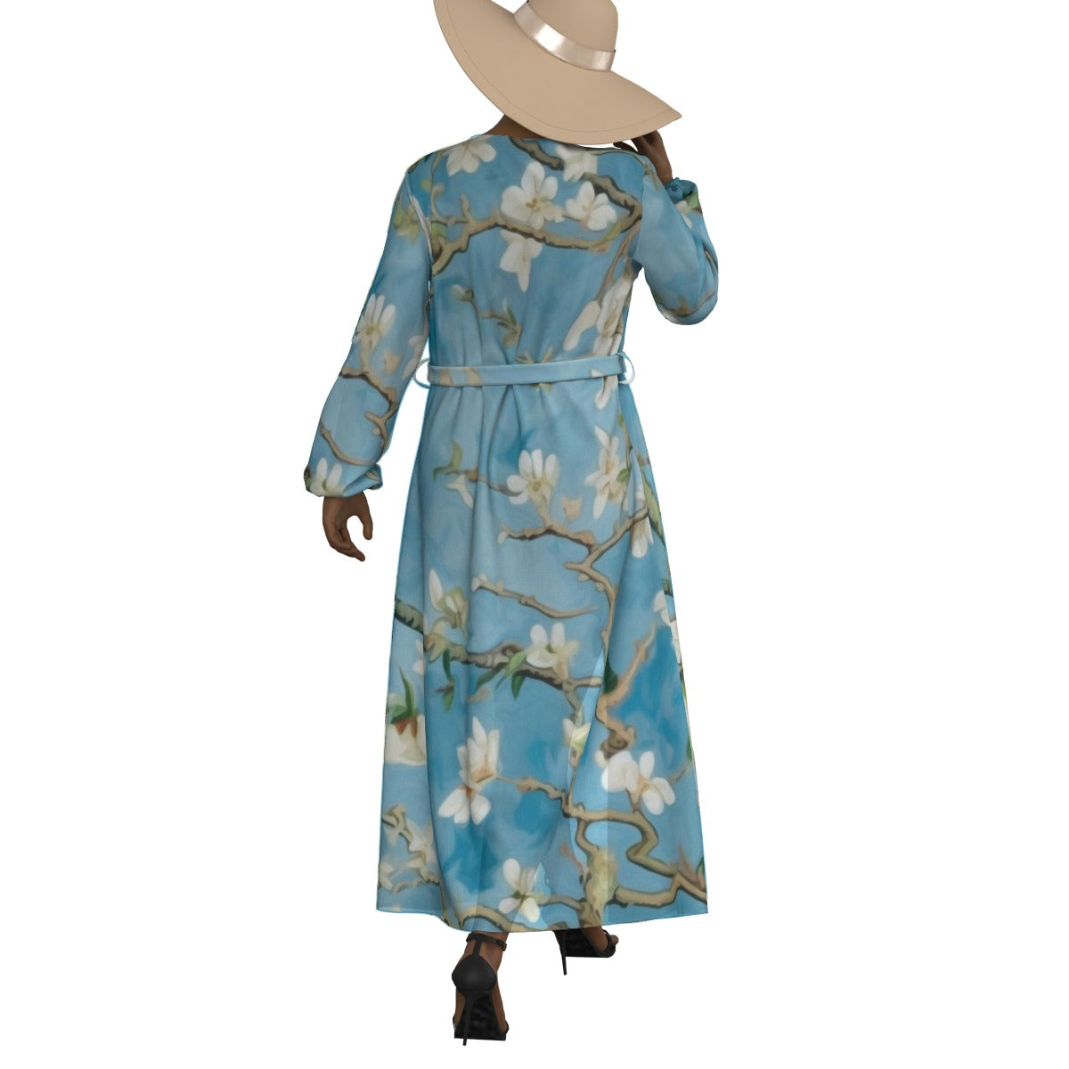 All-Over Print Women's Lace-up Chiffon Robe