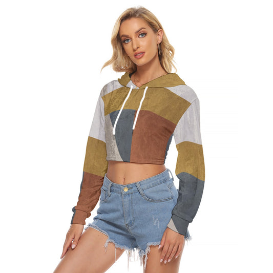 All-Over Print Women's Crop Top Hoodie|Velvet