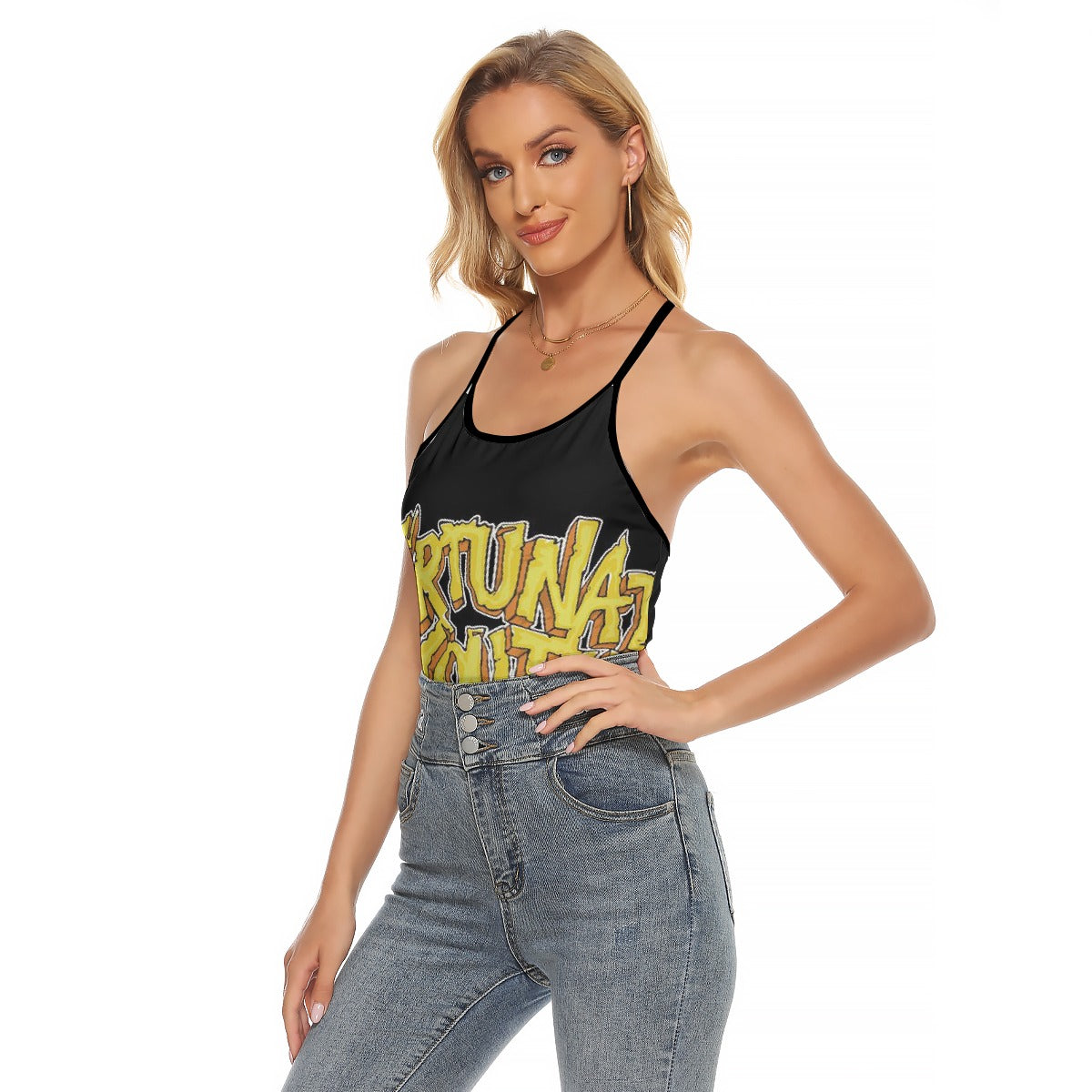 All-Over Print Women's Criss-Cross Open Back Tank Top