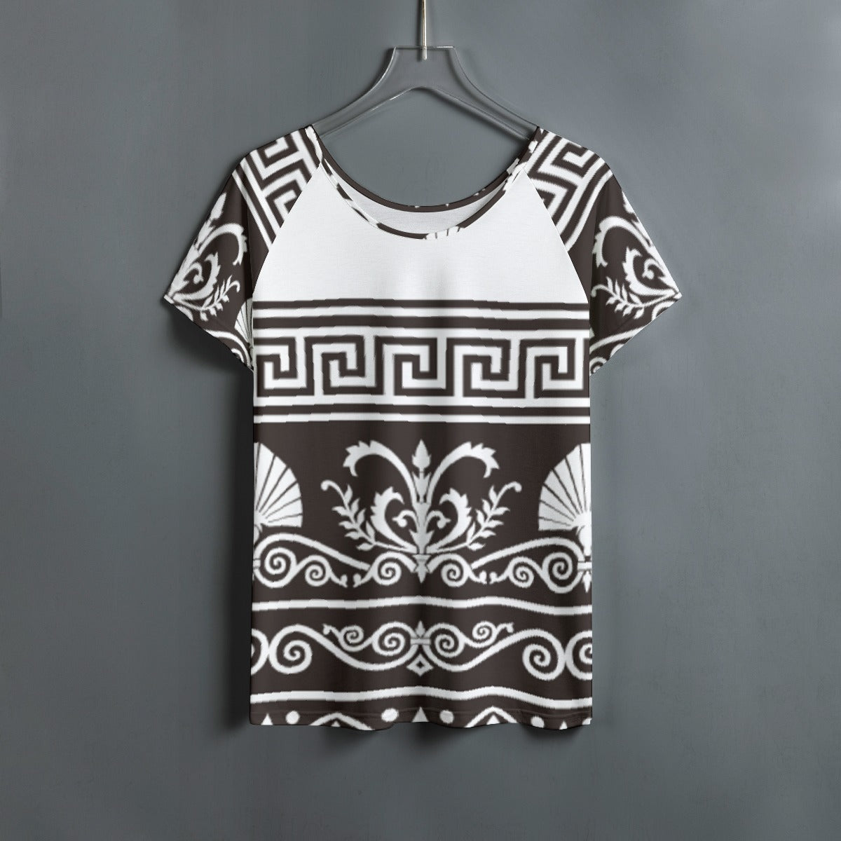All-Over Print Women's Round Neck T-shirt With Raglan Sleeve