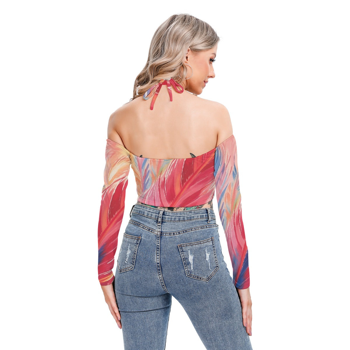All-Over Print Women's Halter Lace-up Top