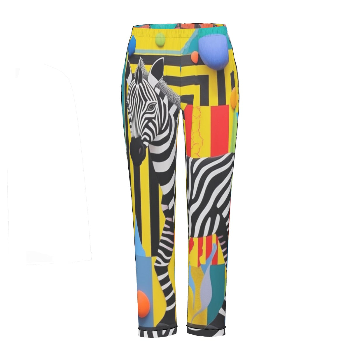 All-Over Print Women's Long Sleeve Pajama Set With Black Contrast Piping
