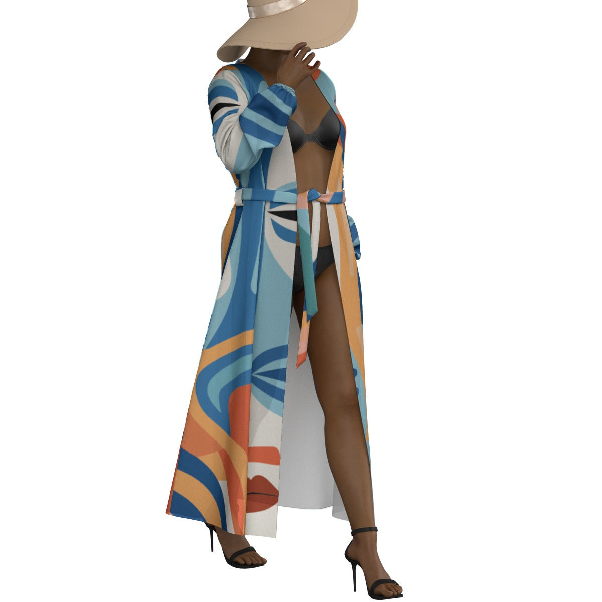 All-Over Print Women's Lace-up Chiffon Robe