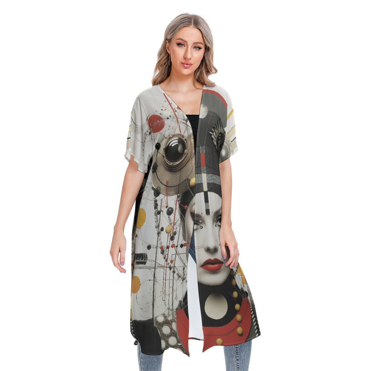 All-Over Print Women's Short Sleeve Cardigan