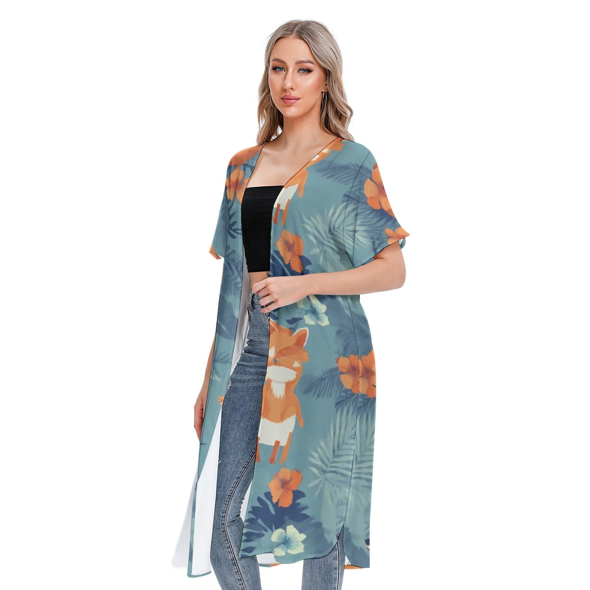 All-Over Print Women's Short Sleeve Cardigan