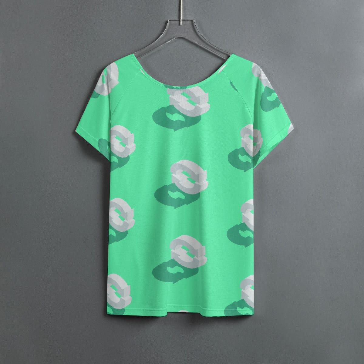 All-Over Print Women's Round Neck T-shirt With Raglan Sleeve