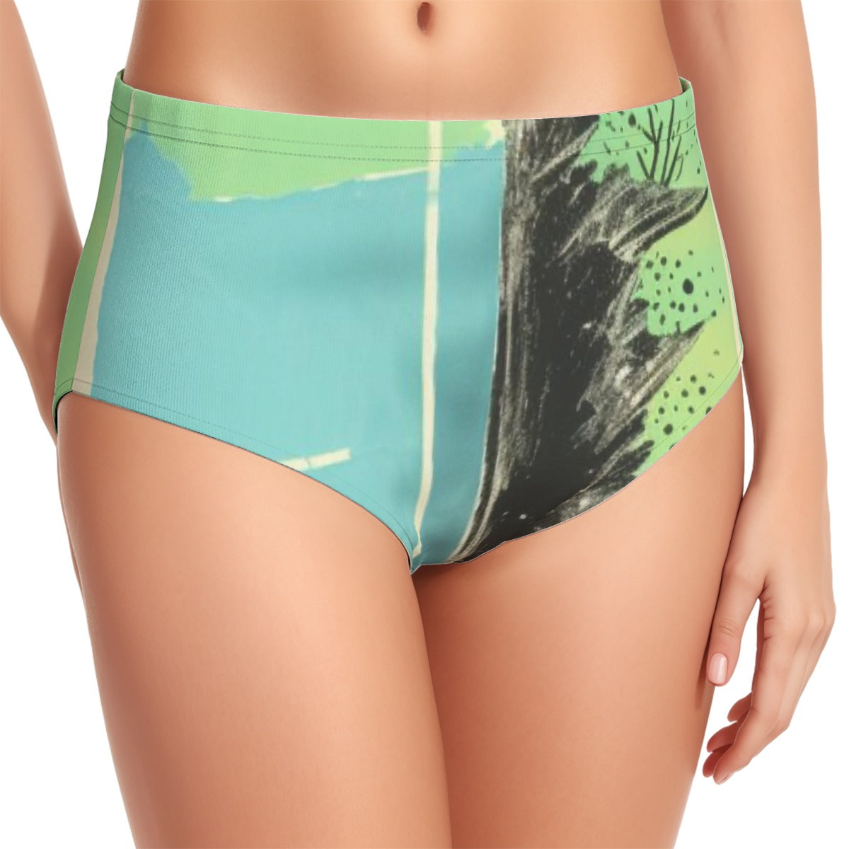 All-Over Print Women's Swimsuit Set With Halter