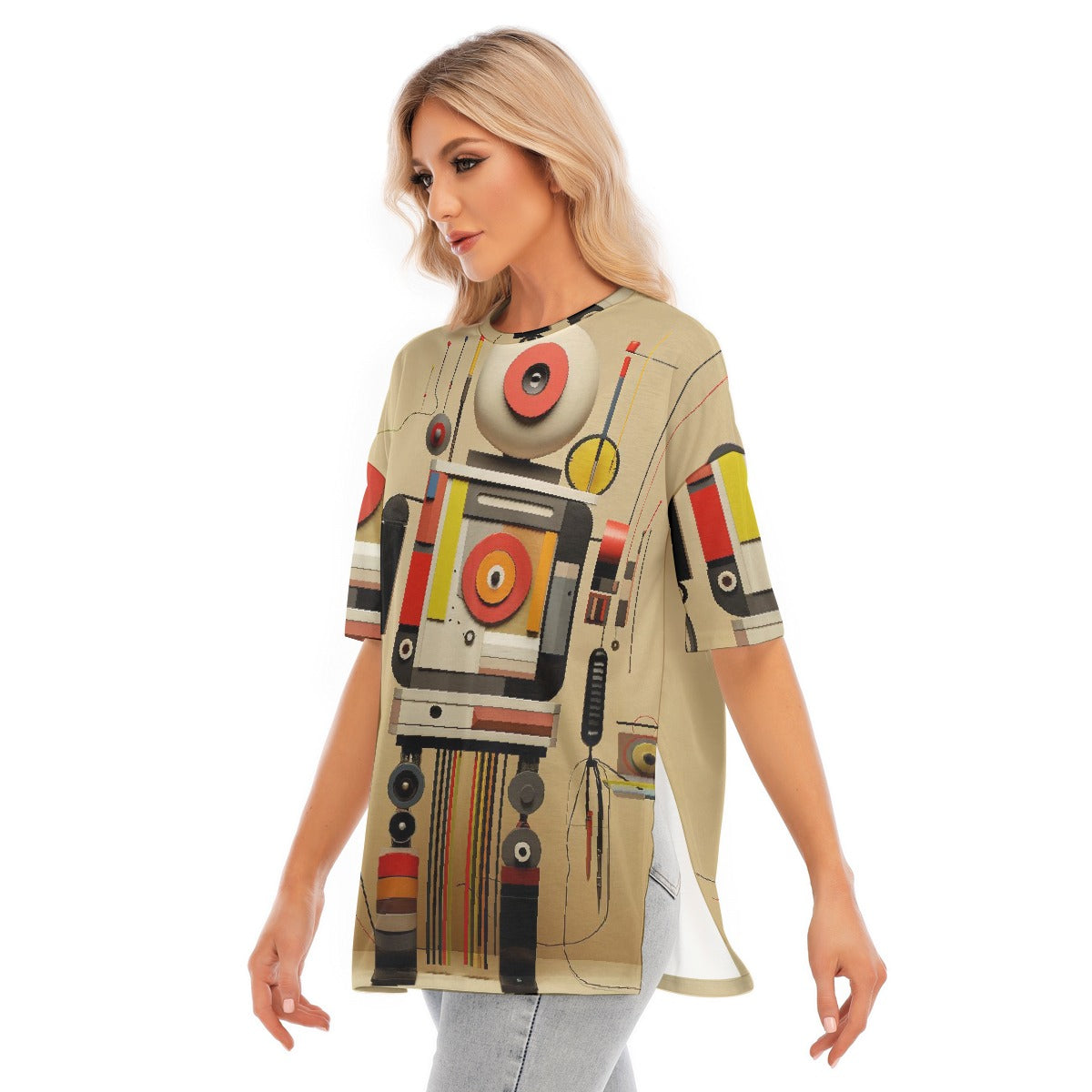All-Over Print Women's Short Sleeves T-shirt With Hem Split