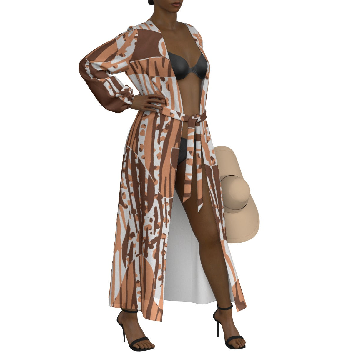 All-Over Print Women's Lace-up Chiffon Robe