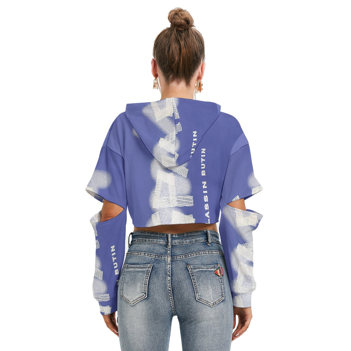 All-Over Print Women's Heavy Fleece Hoodie With Hollow Out Sleeve