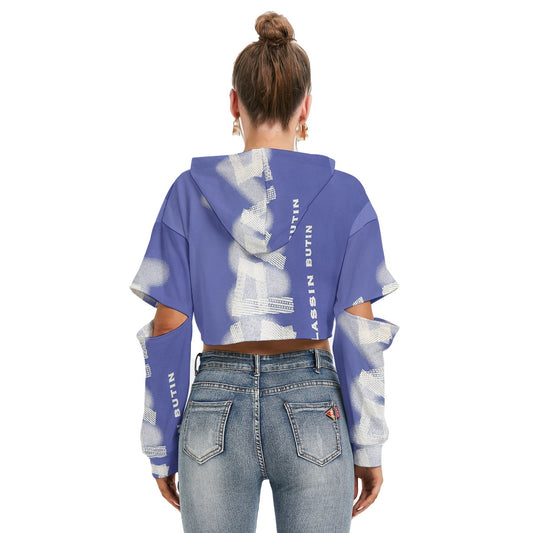 All-Over Print Women's Heavy Fleece Hoodie With Hollow Out Sleeve