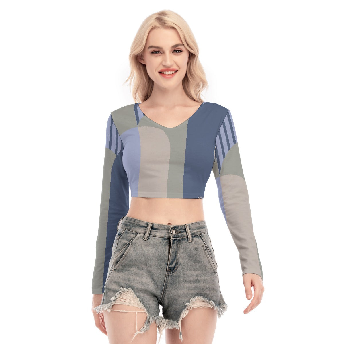 All-Over Print Women's Back Hollow T-shirt With Strap