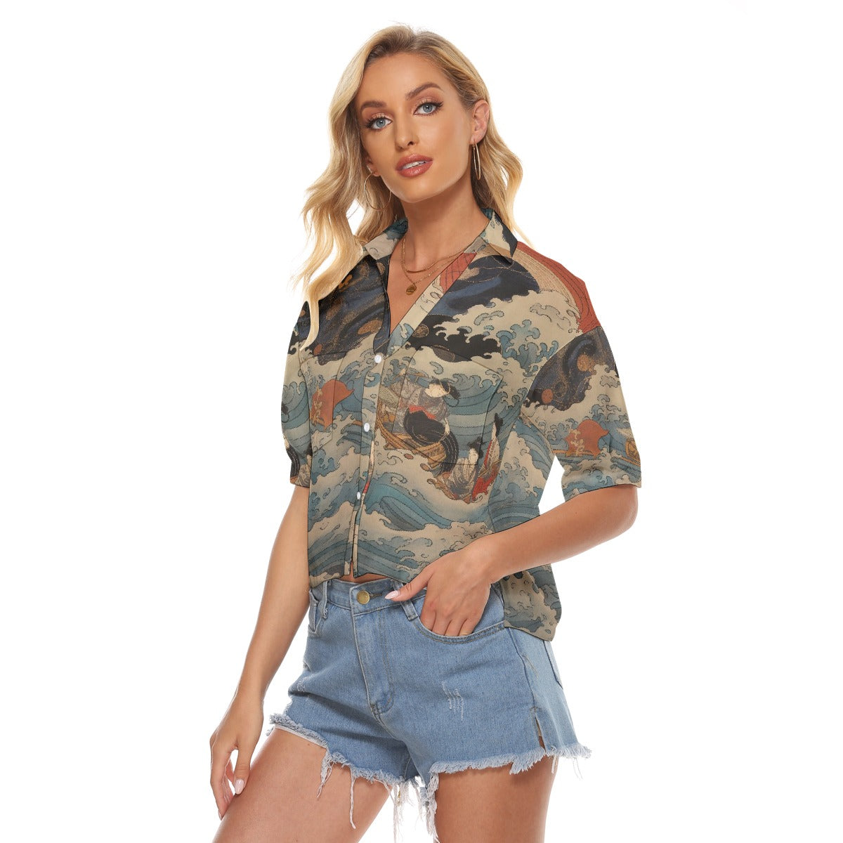 All-Over Print Women's V-neck Shirts