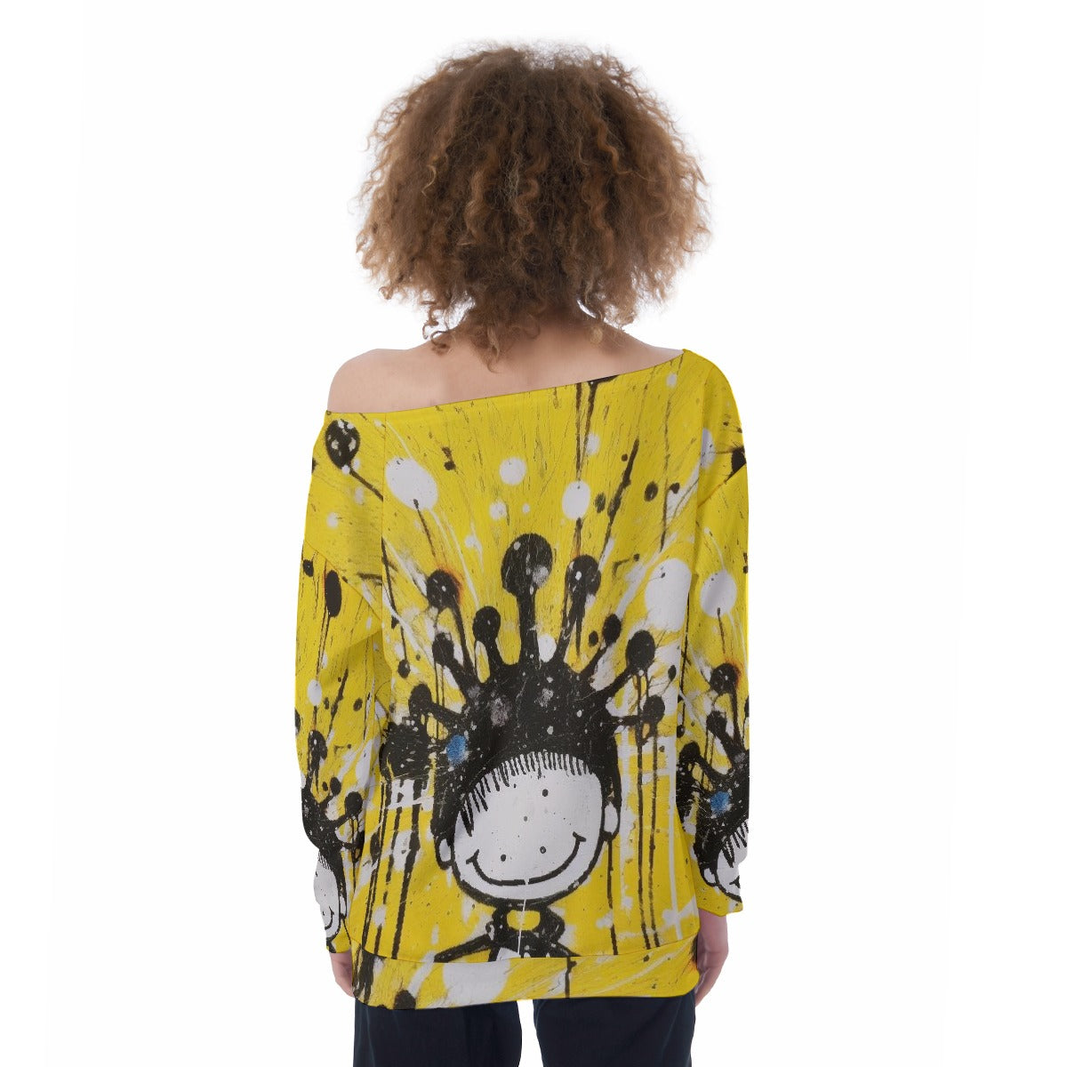 All-Over Print Oversized Women's Off-Shoulder Sweatshirt
