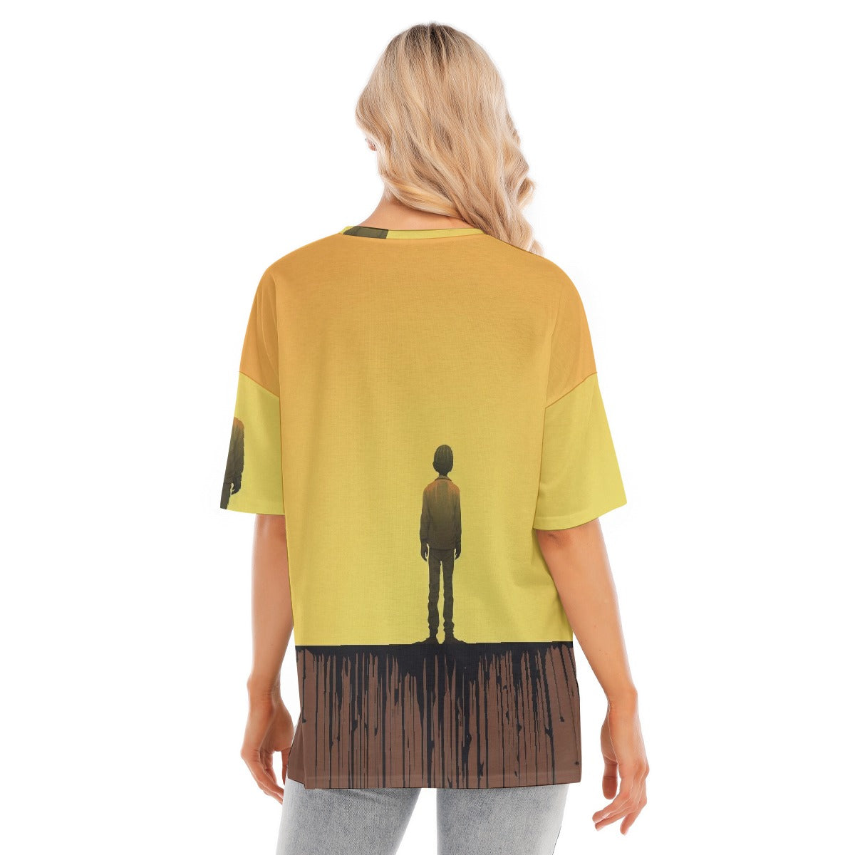 All-Over Print Women's Short Sleeves T-shirt With Hem Split