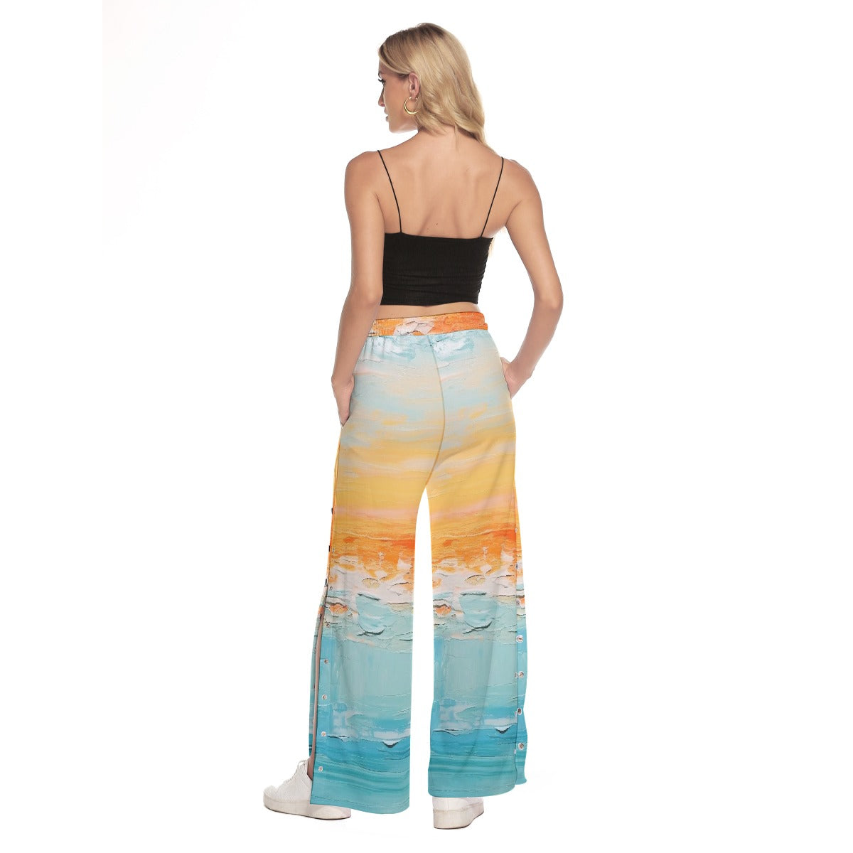 All-Over Print Women's Side Slit Snap Button Trousers