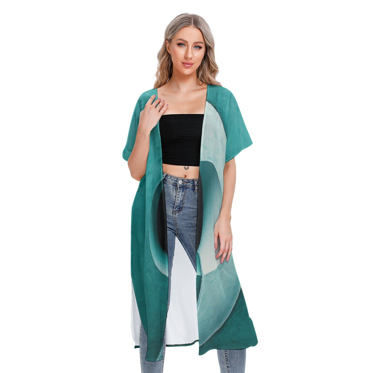 All-Over Print Women's Short Sleeve Cardigan