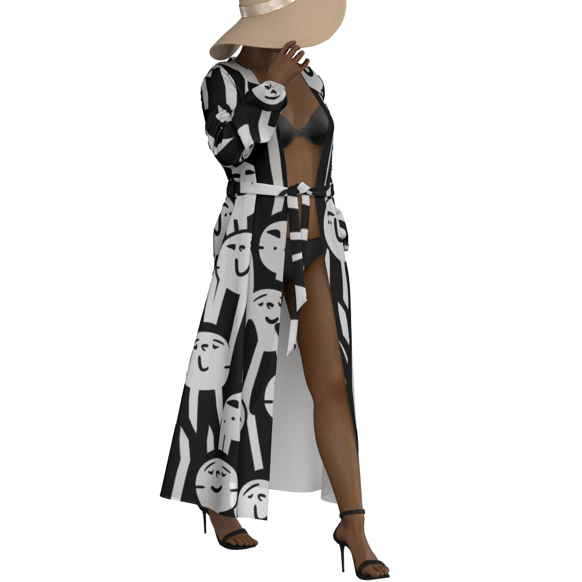 All-Over Print Women's Lace-up Chiffon Robe