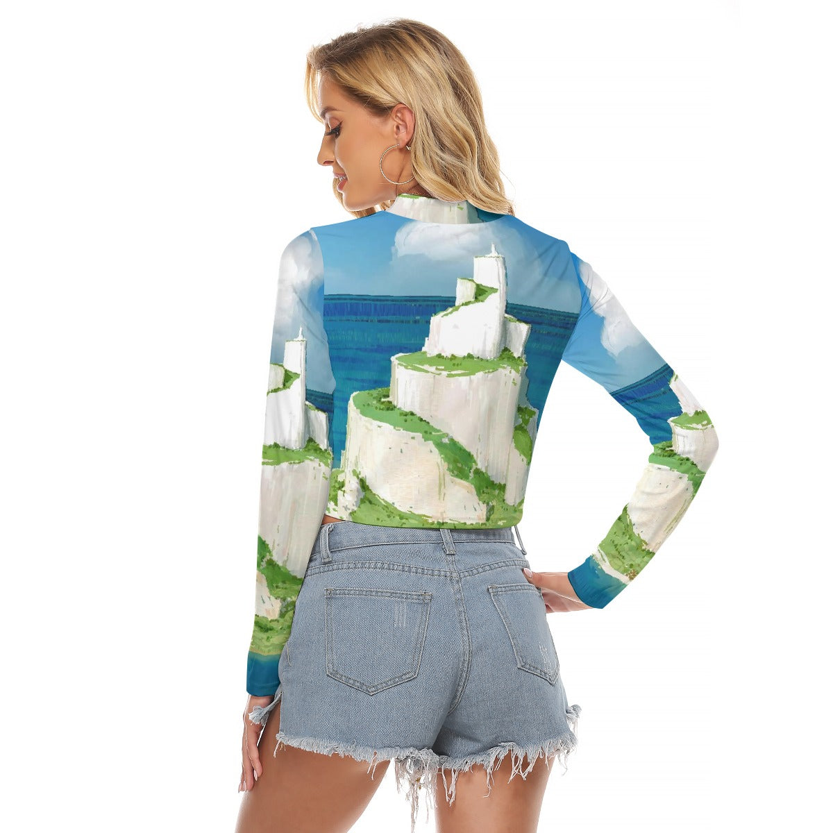 All-Over Print Women's Hollow Chest Keyhole Tight Crop Top