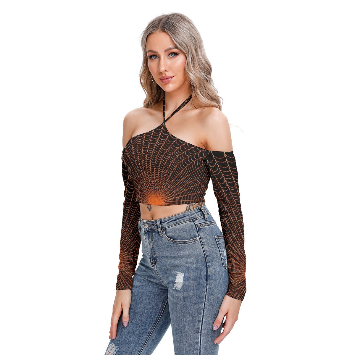 All-Over Print Women's Halter Lace-up Top