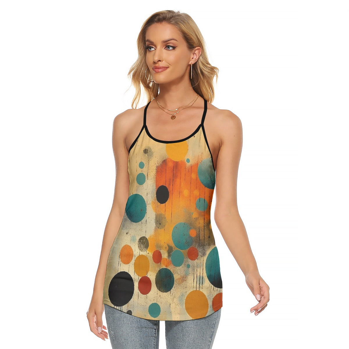 All-Over Print Women's Criss-Cross Open Back Tank Top