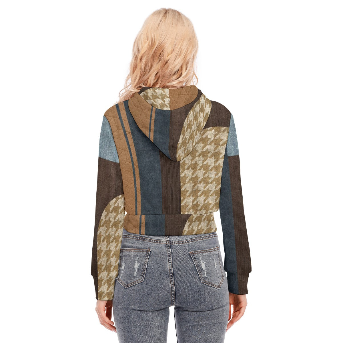 All-Over Print Women's Crop Top Hoodie With Zipper Closure