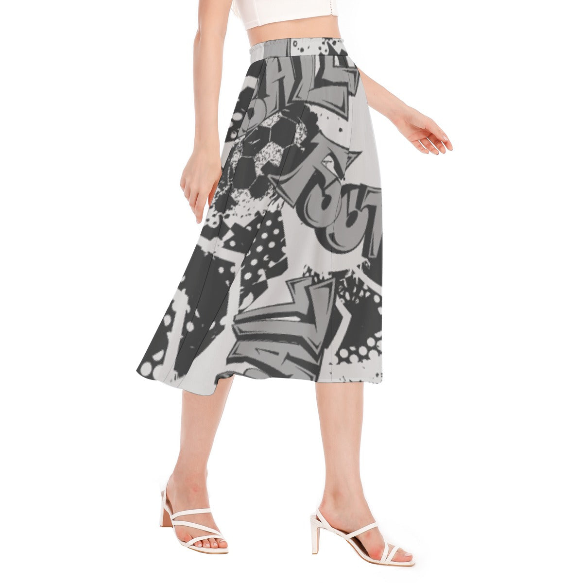 All-Over Print Women's Long Section Chiffon Skirt