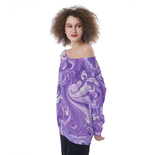 All-Over Print Oversized Women's Off-Shoulder Sweatshirt