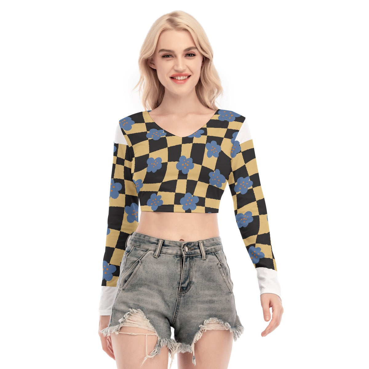 All-Over Print Women's Back Hollow T-shirt With Strap