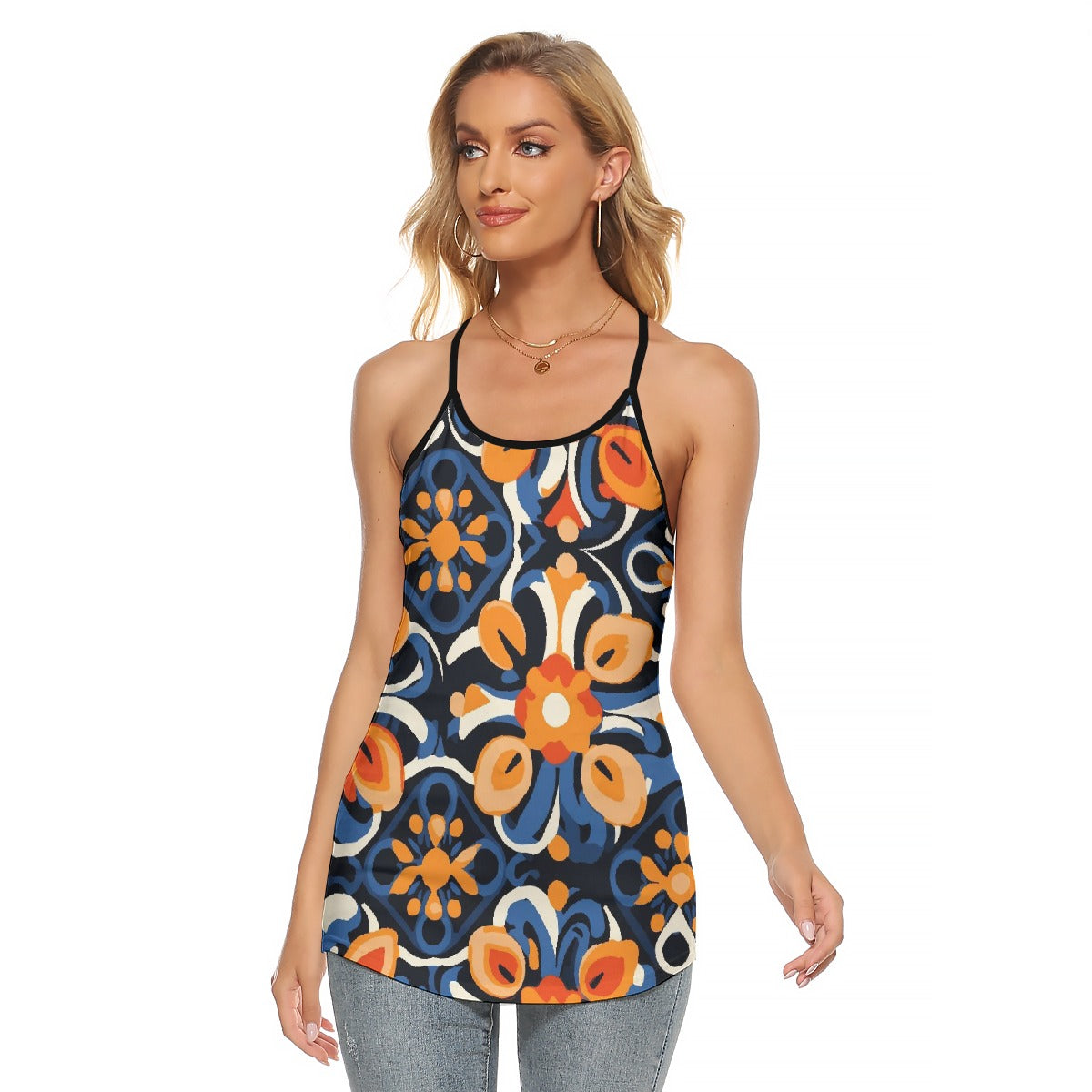 All-Over Print Women's Criss-Cross Open Back Tank Top
