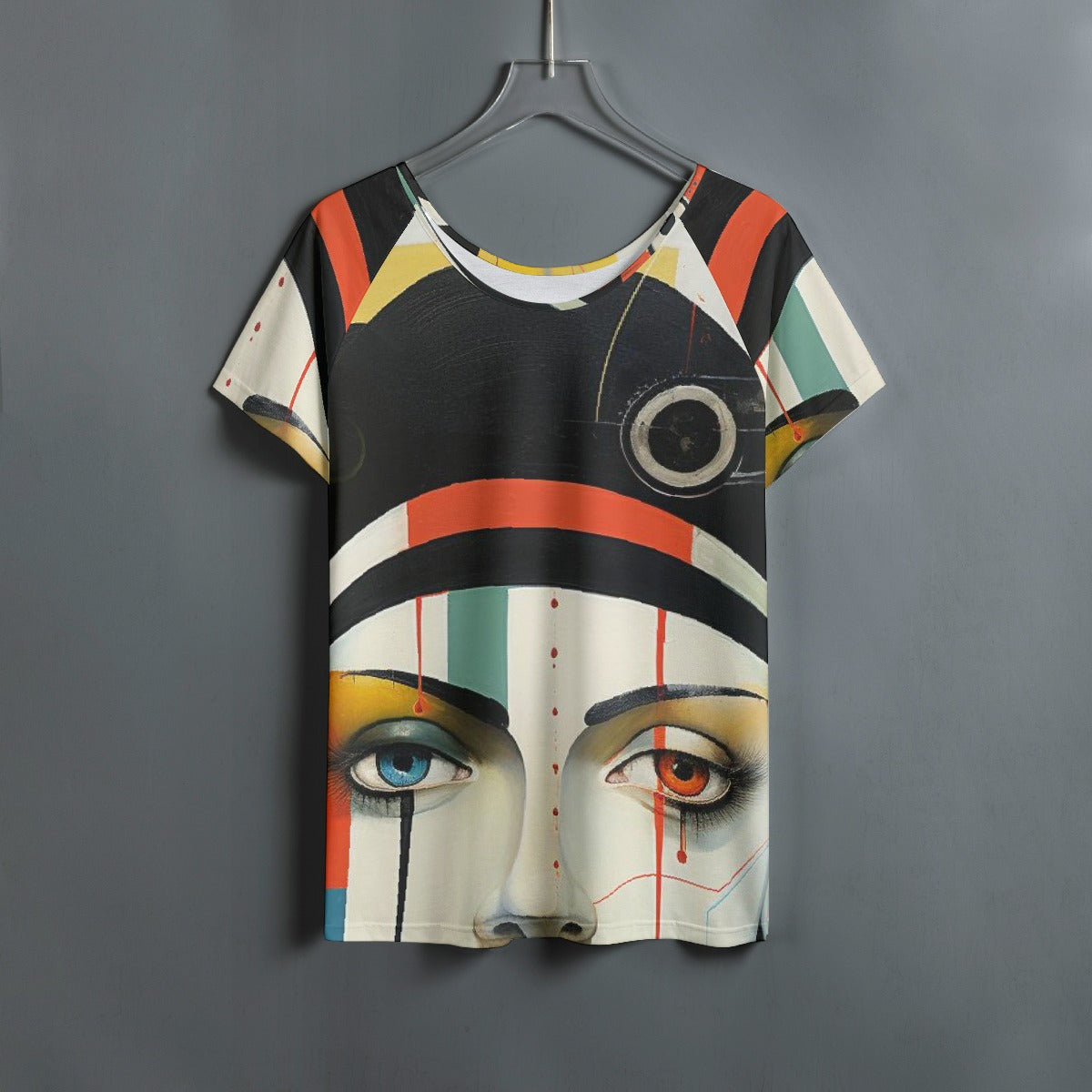 All-Over Print Women's Round Neck T-shirt With Raglan Sleeve