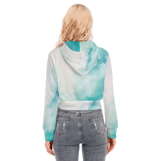 All-Over Print Women's Crop Top Hoodie With Zipper Closure
