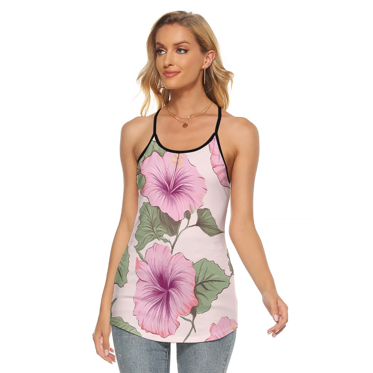 All-Over Print Women's Criss-Cross Open Back Tank Top