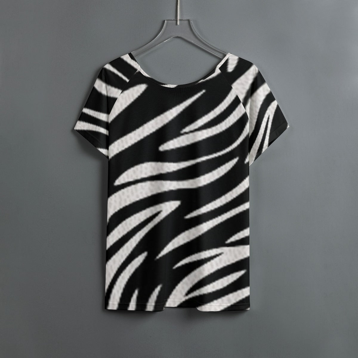 All-Over Print Women's Round Neck T-shirt With Raglan Sleeve