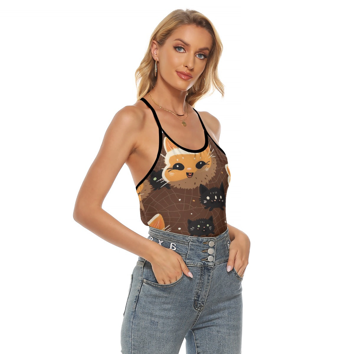All-Over Print Women's Criss-Cross Open Back Tank Top