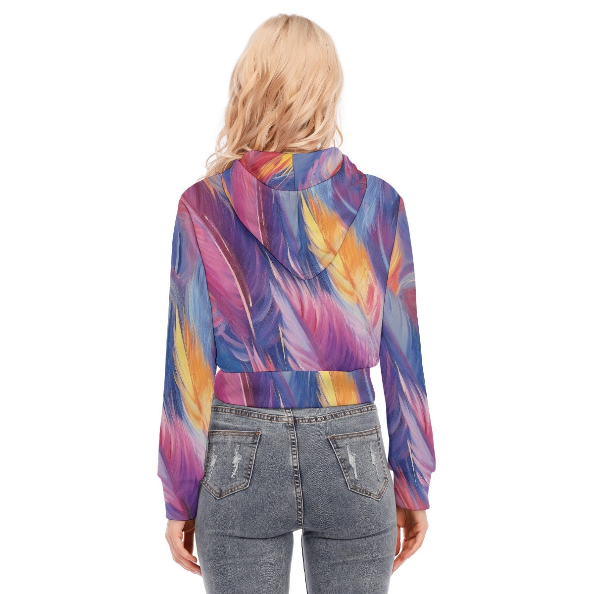 All-Over Print Women's Crop Top Hoodie With Zipper Closure