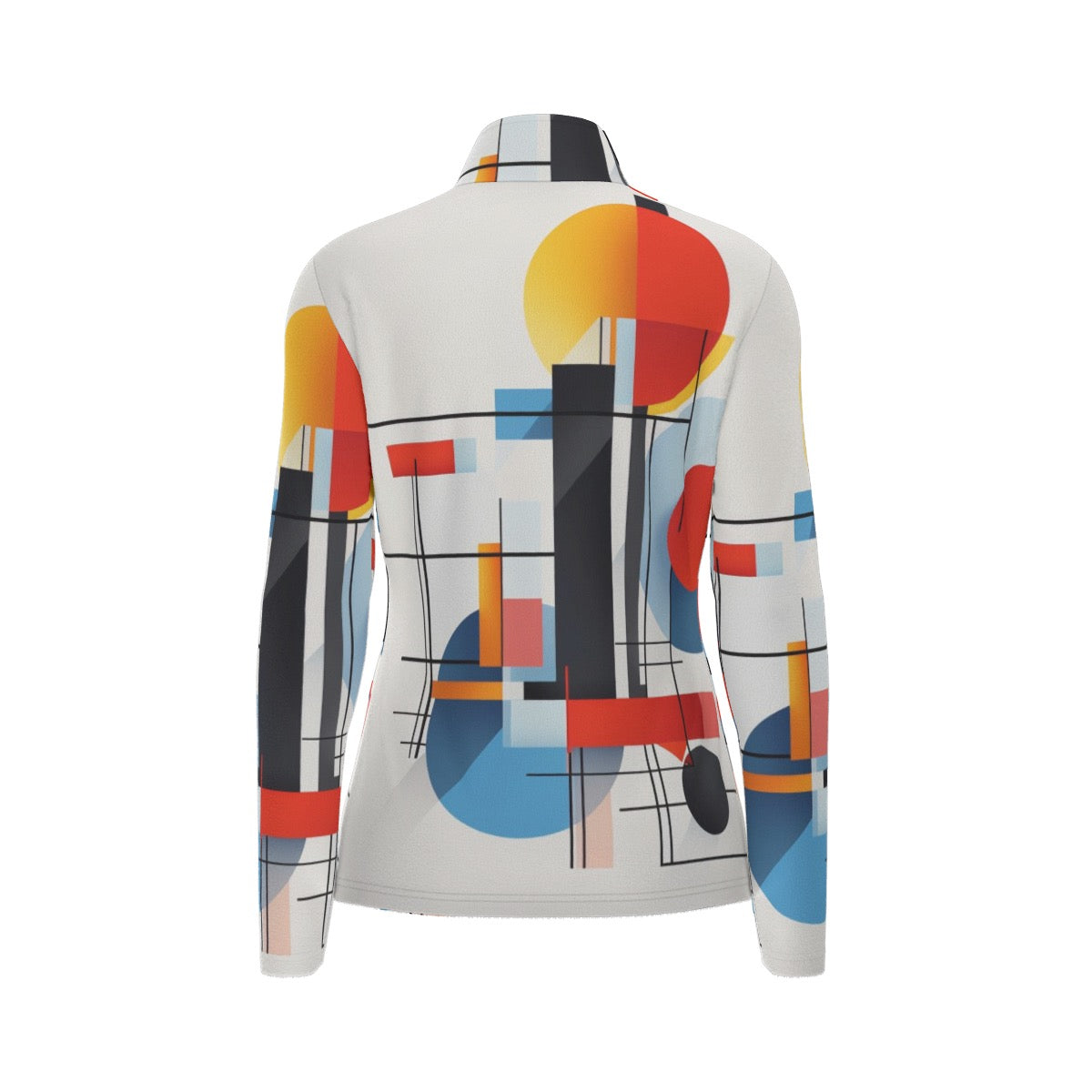 All-Over Print Women's Sports Collar Jersey With Long Sleeve