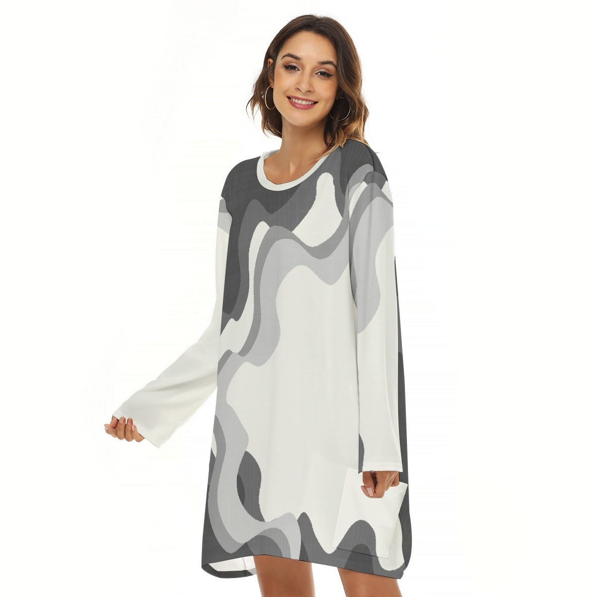 All-Over Print  Women's Loose Crew Neck Dress