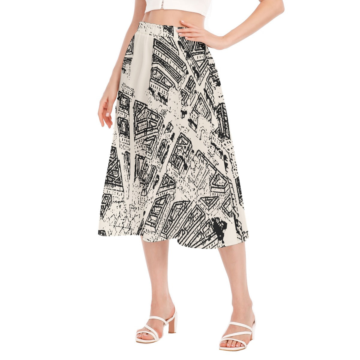 All-Over Print Women's Long Section Chiffon Skirt