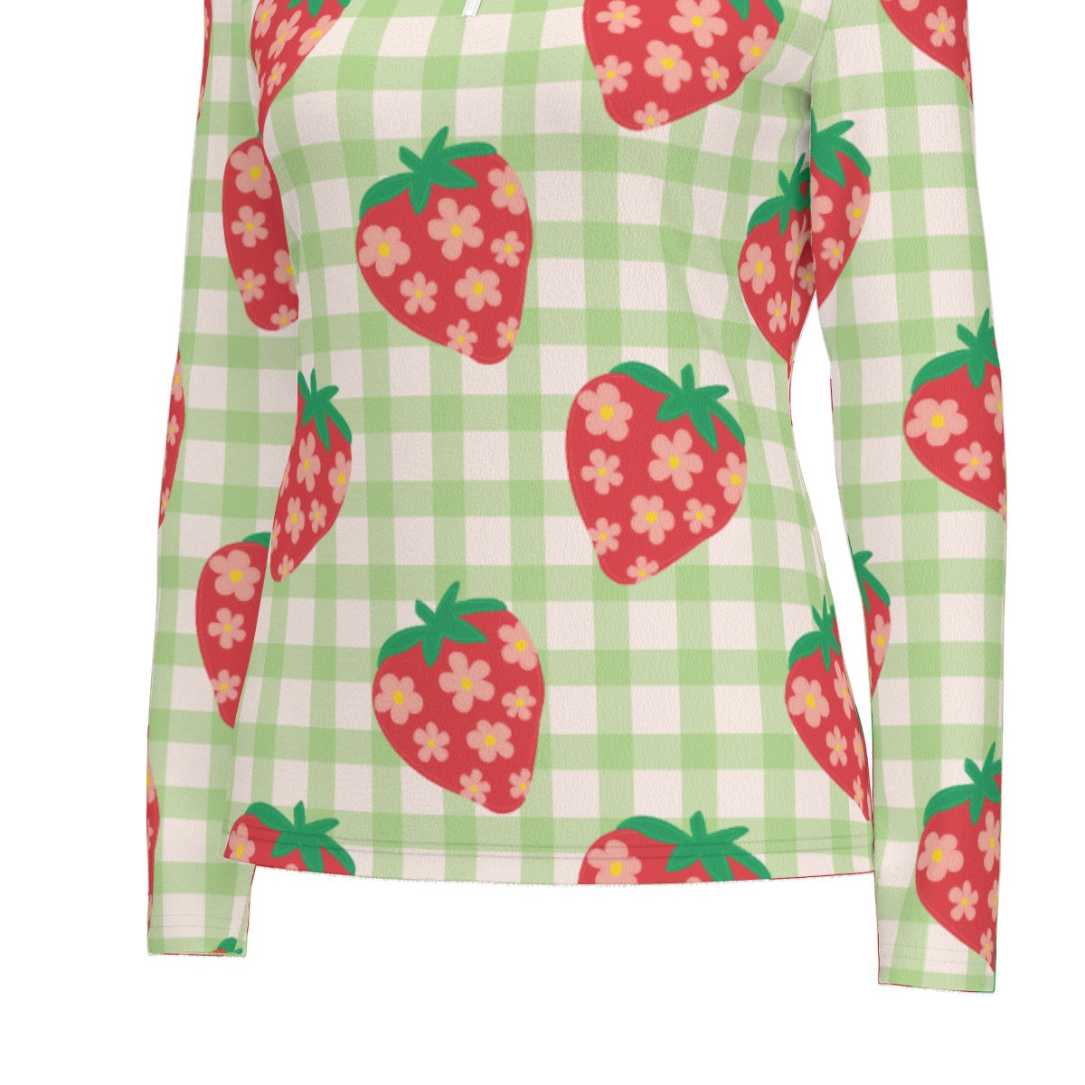 All-Over Print Women's Sports Collar Jersey With Long Sleeve