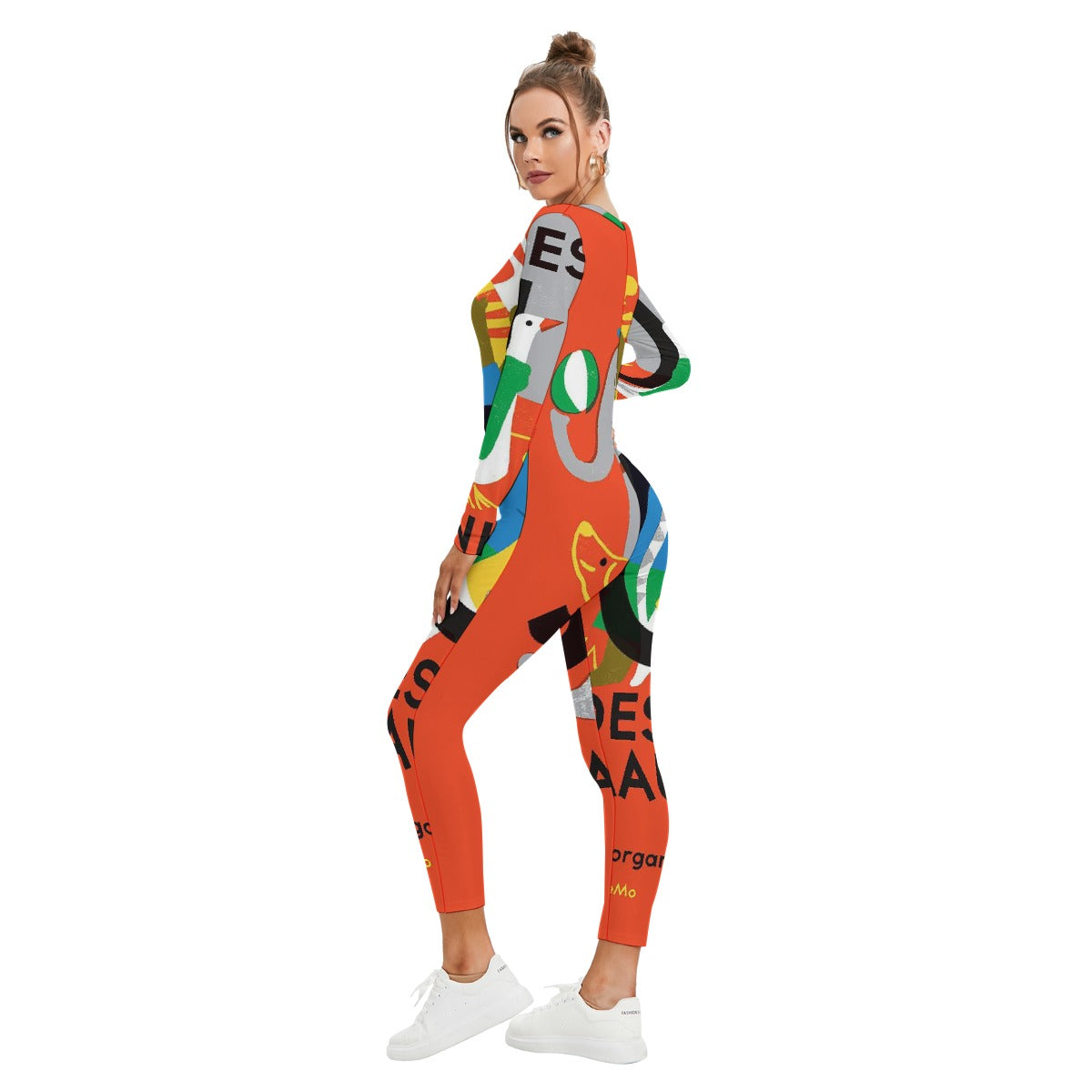 All-Over Print Women's Plunging Neck Jumpsuit