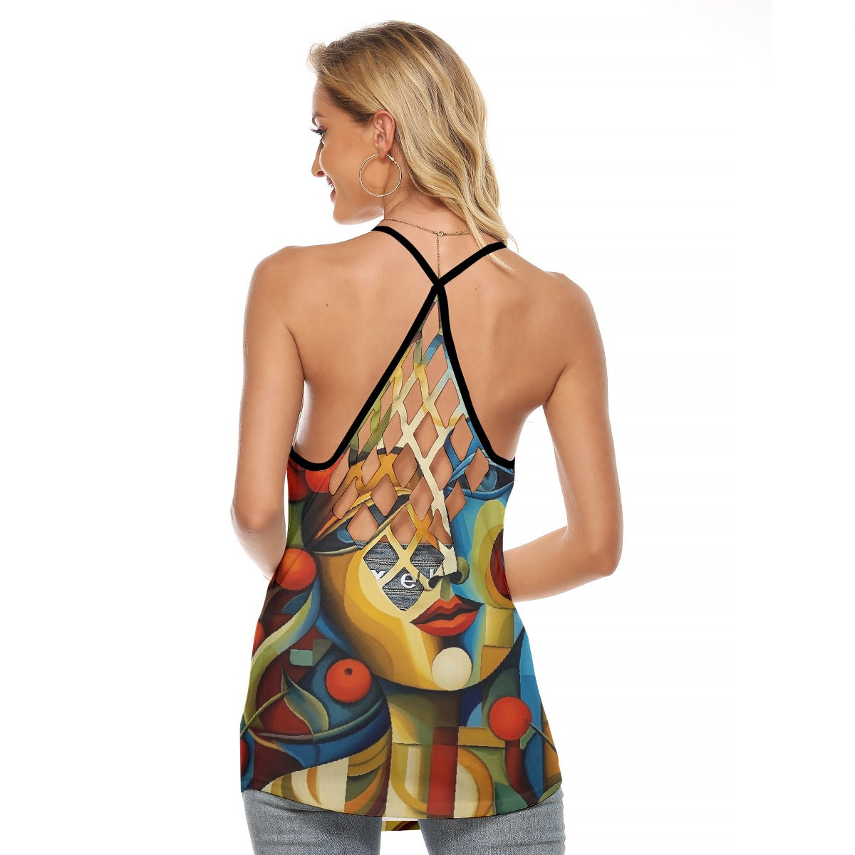 All-Over Print Women's Criss-Cross Open Back Tank Top