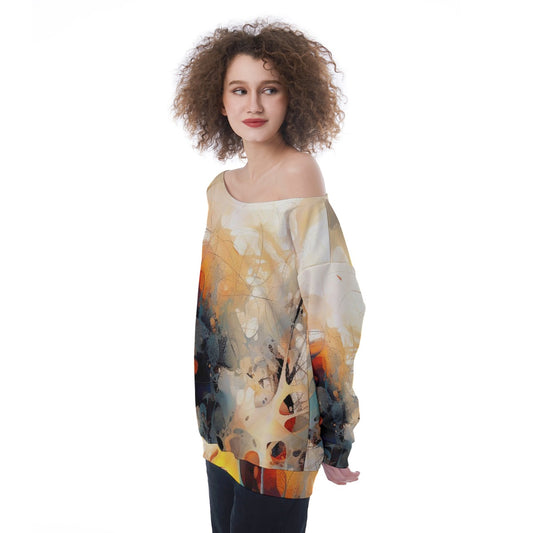 All-Over Print Oversized Women's Off-Shoulder Sweatshirt