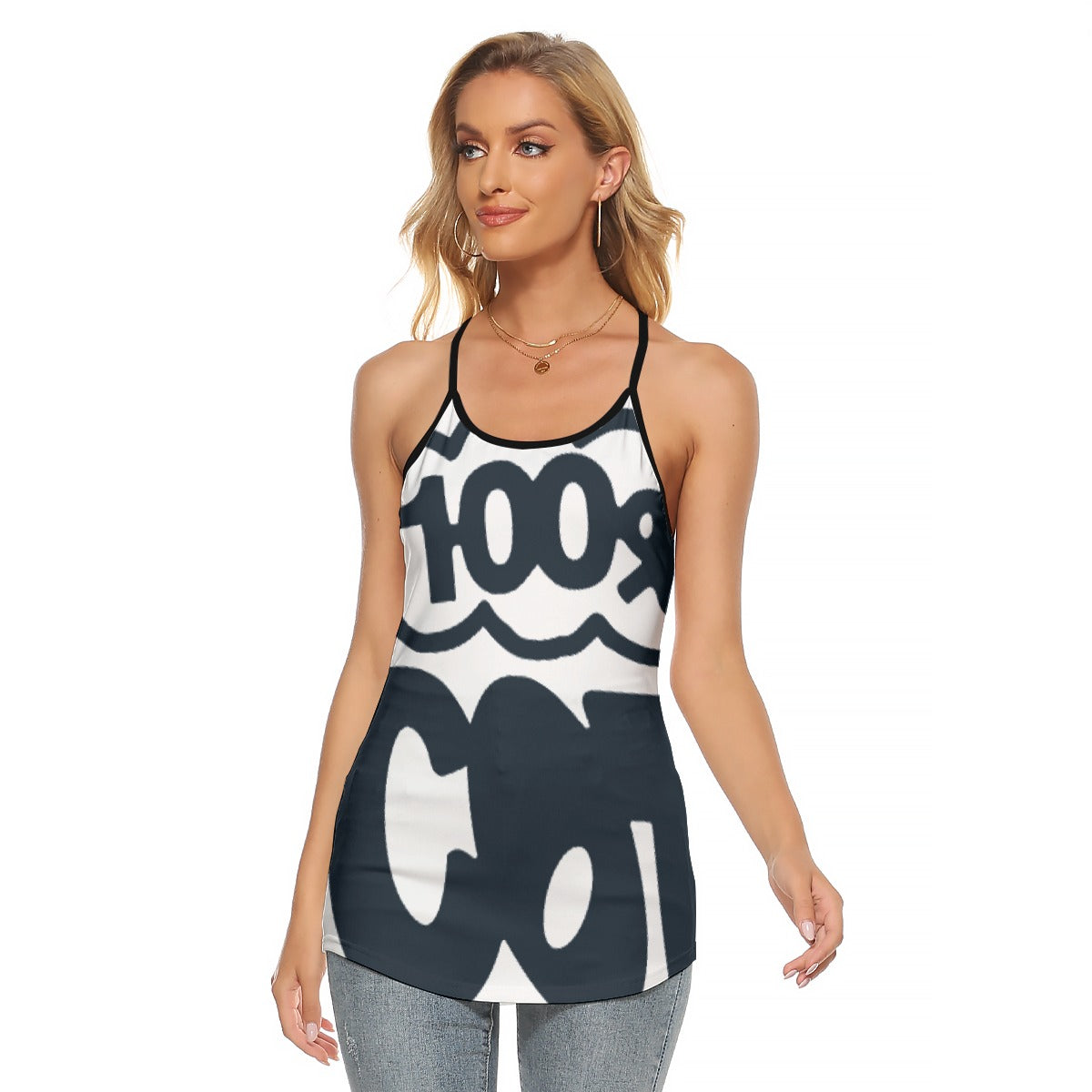 All-Over Print Women's Criss-Cross Open Back Tank Top