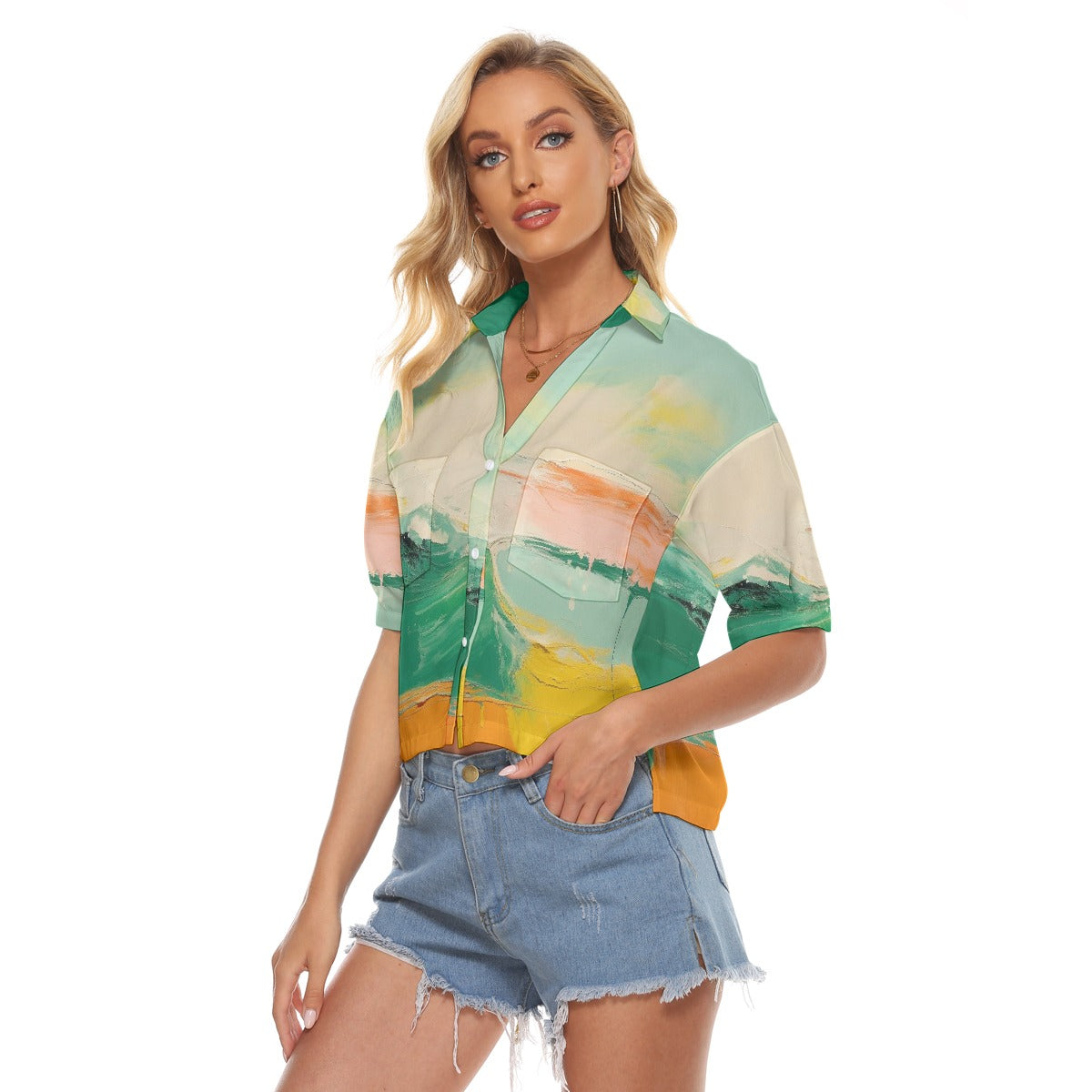 All-Over Print Women's V-neck Shirts