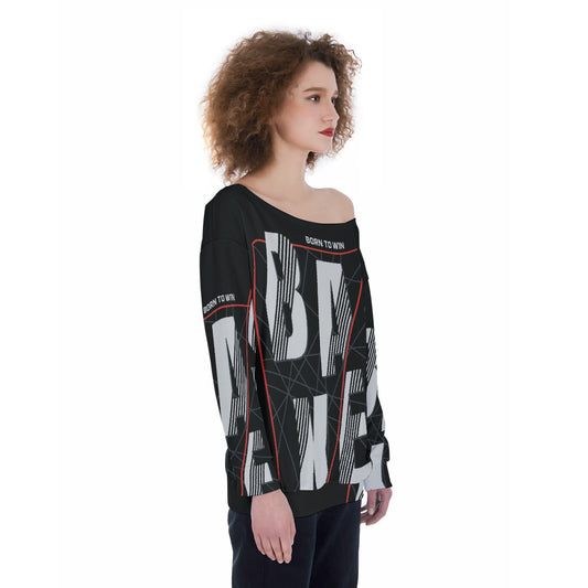 All-Over Print Oversized Women's Off-Shoulder Sweatshirt