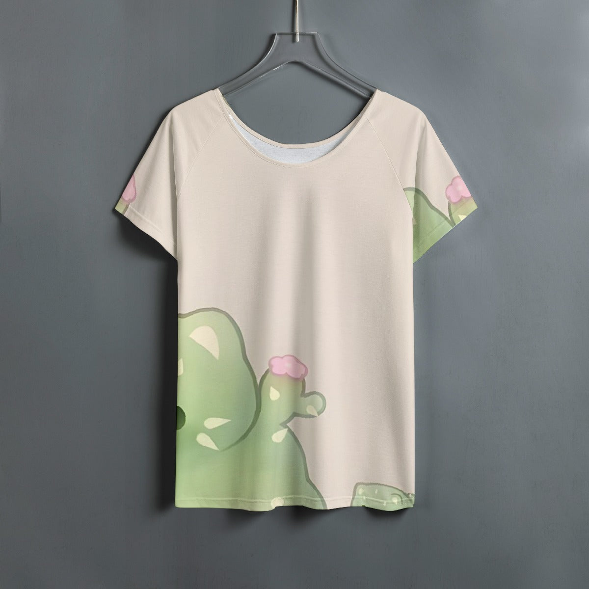 All-Over Print Women's Round Neck T-shirt With Raglan Sleeve