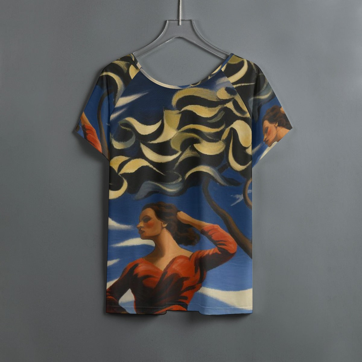 All-Over Print Women's Round Neck T-shirt With Raglan Sleeve