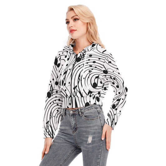 All-Over Print Women's Crop Top Hoodie With Zipper Closure