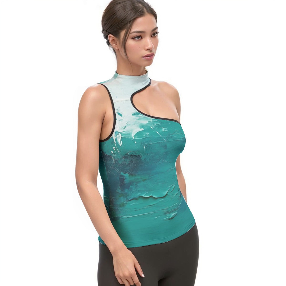 All-Over Print Women's Halter Sleeveless Asymmetrical Tank Top